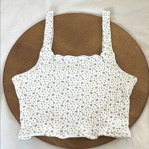 American Eagle square neck floral cropped tank top